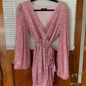 Shein sequined mock wrap dress size L